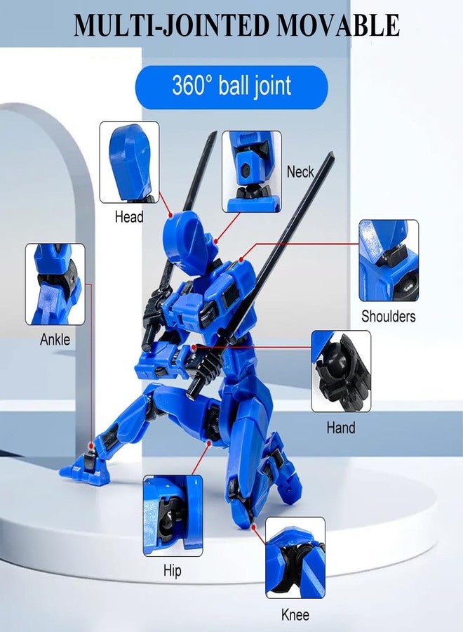 Ramoni 4 Pcs T13 Action Figure, 1/14 Scale, 3D Printed, Multi Articular, 30+ Joints, Red, Blue, Pink, Green - Image 3